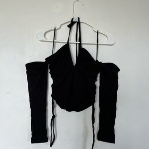 Halter top long sleeve crop top